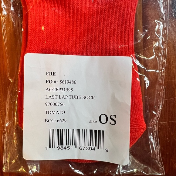 FP Movement Last Lap Tube Sock with LOGO One Size in Tomato Red NWT - Picture 3 of 4